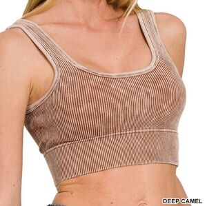 Zenana▪️Ribbed Tank Top in Deep Camel